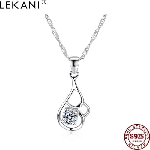 LEKANI 2021 Necklaces For Women 925 Sterling Silver Zircon Water Wave Chain Popular Jewelry Send Girlfriend Gift Hot Sale