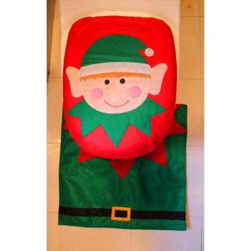 New Best Happy Santa Toilet Seat Cover & Rug Bathroom Set Christmas Decorations