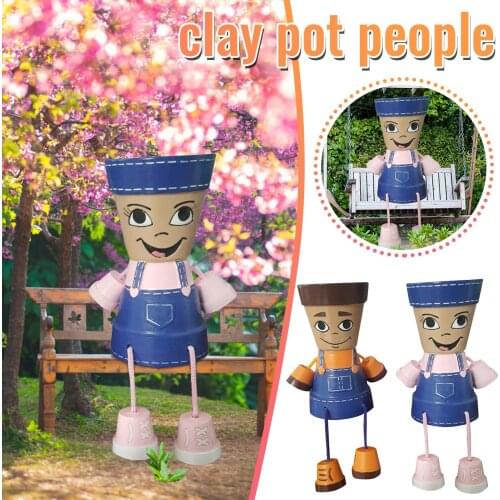 Boys & Girls Flower Pot Garden Potted Plants Planter Country Pots Home Garden Sculpture Decorations