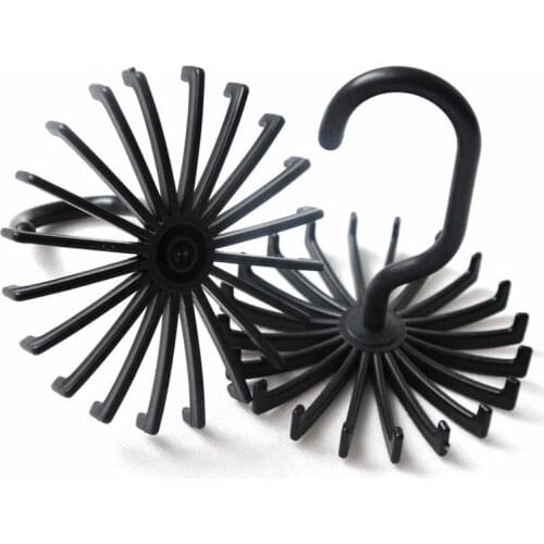 1pc Neck Tie Holder Space Saving Multifunction Plastic 20 Hooks 360 Degree Rotating Belt Rack Neck Tie Hanger