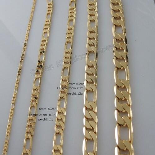 Foromance /5 SIZES AVAILABLE - YELLOW GOLD GP FILLED FIGARO 1 BY 3 LINK BRACELET REFER TO THE PICTURE