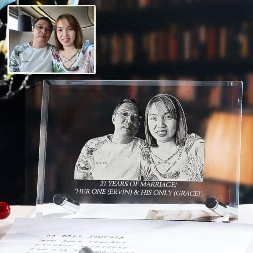 Custom Crystal Glass Clear Photo Frame Laser Engrave Personalized Room Ornaments Birthday Gift Family Lovers Wedding Souvenir