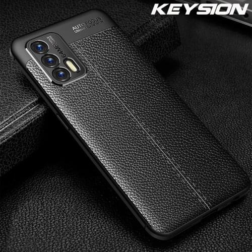KEYSION Shockproof Case for Realme GT GT Neo Leather texture soft silicone Phone back cover for OPPO Realme GT 5G