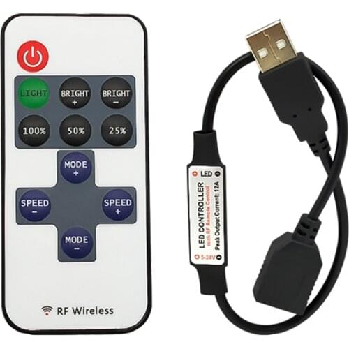 11 Keys LED Strip Controller Mini Dimmer RF Remote 5V USB interface Controller For 5050/2835 Single Color LED strip