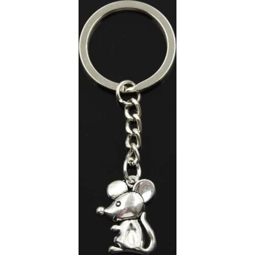 Fashion Mouse 24x18mm Pendant 30mm Key Ring Metal Chain Bronze Silver Color Men Car Gift Souvenirs Keychain Dropshipping
