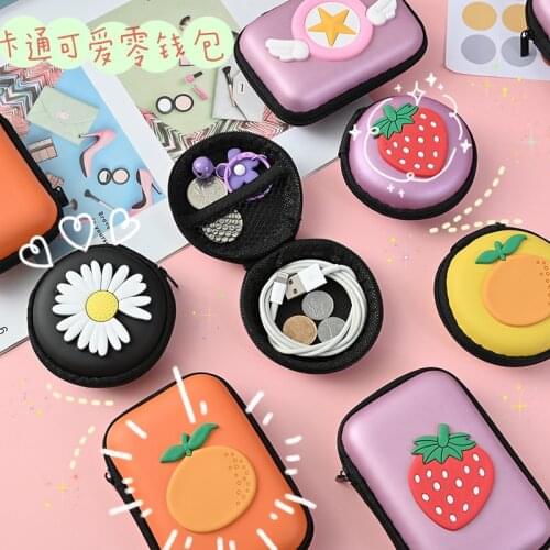 Cartoon Cable Winder Earphone Case Bags Headset Earbuds Key Coin Hard Holder Box Carrying Hard Hold Case Memory Card Ear Pads