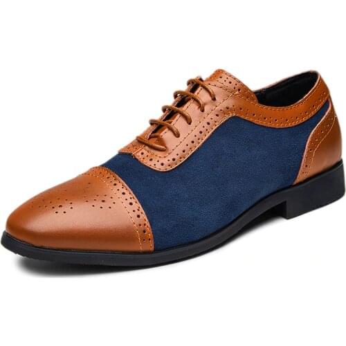 Mens Dress Shoes 2019 NEW Arrival Formal Business Shoes Men Vitage Design Lace-Up Leather Shoes