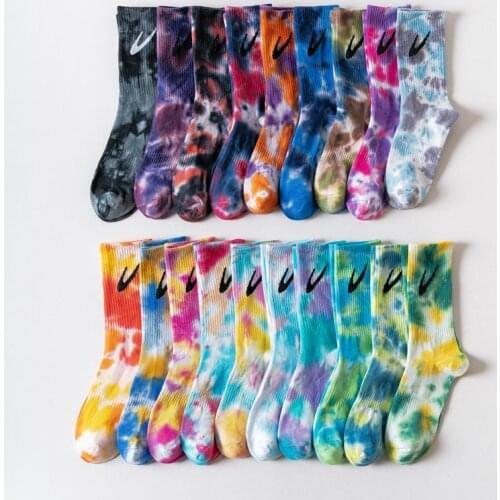 Cotton Socks Women Tie-Dye Harajuku Christmas Socks Japanese High Quality Brand Funny Sports Skateboard Couples Sox Streetwear