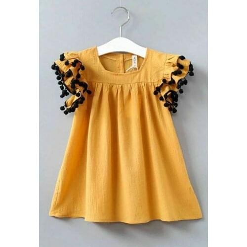 2020 New Brand New Toddler Kids Baby Girls Casual Dress Tassel Ruffle Sleeve Party Dresses 1-6Y