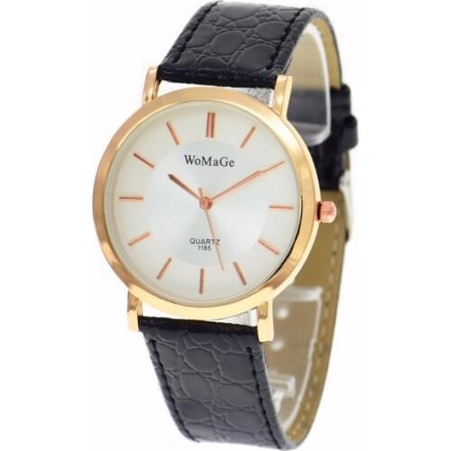 Wholesale New Fashion WoMaGe 1185 Rose Gold Quartz Watch Leather Men Women Wristwatches Hot Women Dress Watches