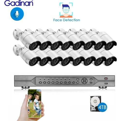 POE Ai Smart 5MP 16CH System CCTV Security NVR Kit Face Detect Microphone Audio Outdoor IP Camera Surveillance System