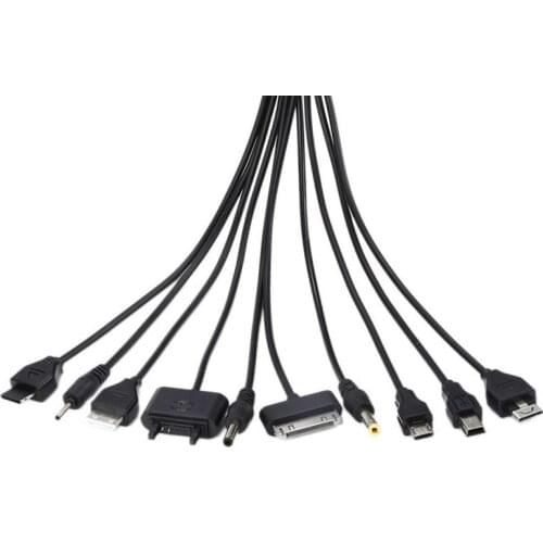 Portable Universal USB 2.0 Version To Multi-plug Mobile Phone Charger Cable 10 In 1 USB Cable Charger Cable For Smartphones