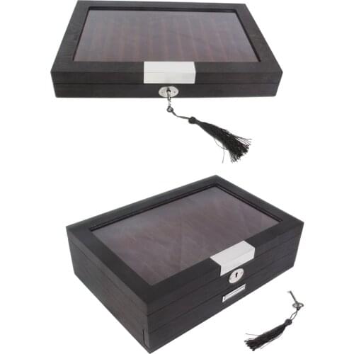 Retro Solid Wooden Pen Pencil Display Case Slot Storage Box Collector Container School Office Home Supplies Tool