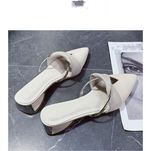 Pointed Toe Sandals 2021 New Summer Thick-Soled High-Heeled Womens Shoes Baotou Slippers Women Jacket Outer Wear Korean l