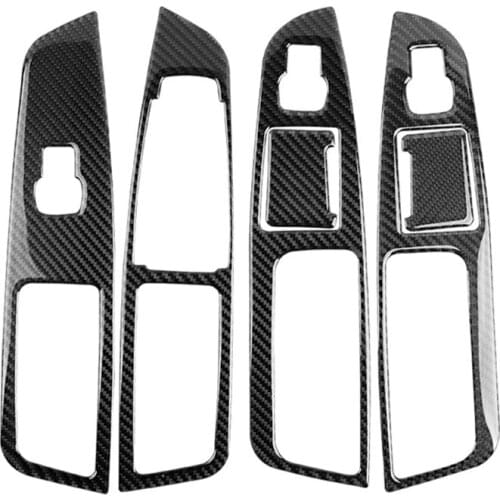 Sansour Carbon Fiber Car Interior Window Switch Button Decoration Cover Stickers For Ford EDGE 2015 Up Car Accessories Styling