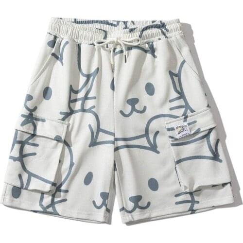 LACIBLE Hip Hop Mouse Full Print Shorts Pants Man Streetwear Graffiti Embroidered Shorts Harajuku Loose Joggers Men