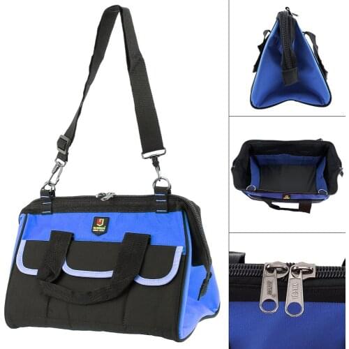 14 Inch Multifunctional Oxford Cloth Waterproof Hand Shoulder Dual-purpose Tool Bag with 18 Pockets and Hanging Strap for Tools
