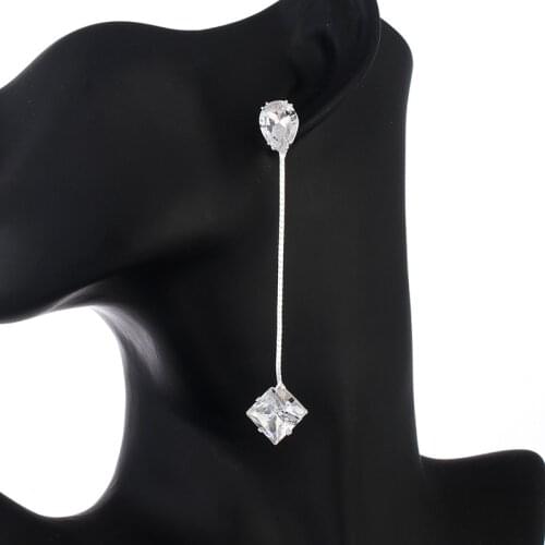 YFJEWE Shiny CZ crystal long earring for women gold/silver color for women party wedding earring Jewelry E741