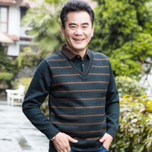 Dads winter clothes and velvet thick sweaters mens middle-aged mens winter sweaters and warm tops are thick