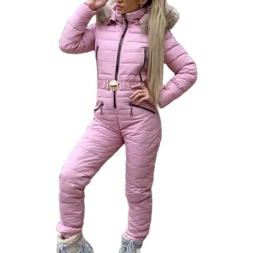 Winter Parka Women One Piece Ski Suit Jumpsuit Thick Hot Skisuit Sports Zipper Ski Suit Overalls For Women Bodysuit Snow Jacket