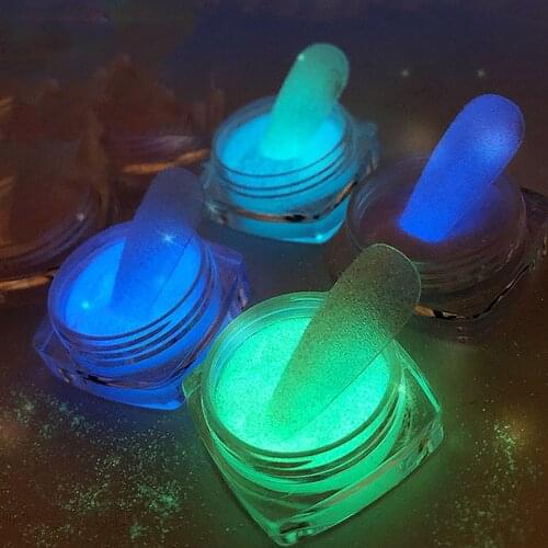 1 Bottle 6 Colors Luminous Nail Glitter Glow In The Dark Powder (continue to glow) Epoxy Nail Art Decorations Sugar Dust AP-S9