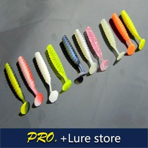 100pcs 4cm multi color soft Paddle tail grubs lure soft baits fishing lures soft paddle worms lure