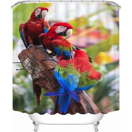 3D shower curtain beautiful parrot pattern Polyester Fabric Waterproof Shower Curtain Eco-Friendly Bathroom Curtain Home
