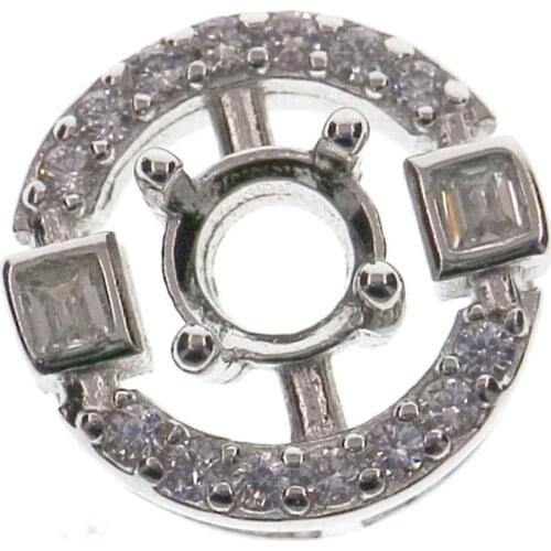 4MM Prong Bezel Settings for Round Gems Facted CZ Stone Solid 925 Sterling Silver DIY Pendant Charm Settings Tray 1411219