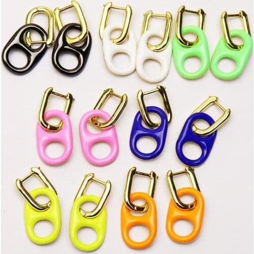 5 Pairs Enamel color earrings MIx color Pig nose style earrings Fashion Dangle earrings jewelry Drop earrings for women 51242