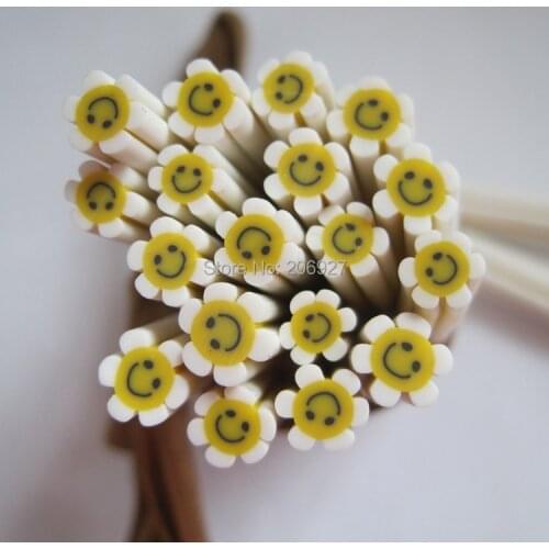 5pcs B-05 5mm Cute White Sunflower Cane Fancy Nail Art Polymer Clay Cane Nail Art Decoration