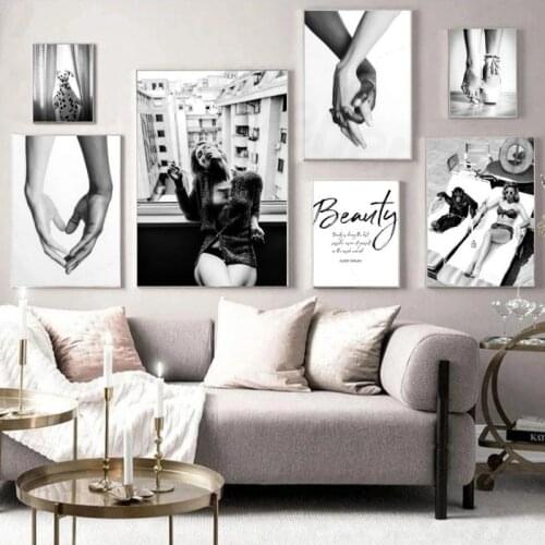 Black and White Art Photo Photo Canvas Painting Sexy Woman Holding Hands Ballet Modern Home Decoration Mural Frameless Poster