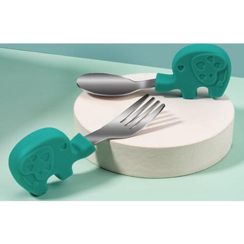 Baby Gadgets Tableware Set Children Utensil Stainless Steel Toddler Dinnerware Cutlery Cartoon Infant Food Feeding Spoon Fork