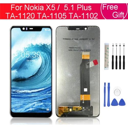 For Nokia X5 LCD Display Touch Screen Digitizer TA-1120 TA-1105 TA-1102 For Nokia 5.1 Plus LCD Screen Replacement Repair Parts