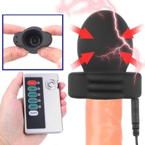 Electric Shock Glans Cap Penis Massage Cup Penis Delay Training Electric Stimulator Medical Theme Sex Toys Male Masturbation
