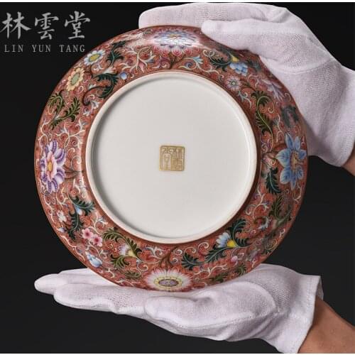 Enamel pot bearing plate appreciation furnishing articles of jingdezhen ceramic decoration sat dish hang dish by hand