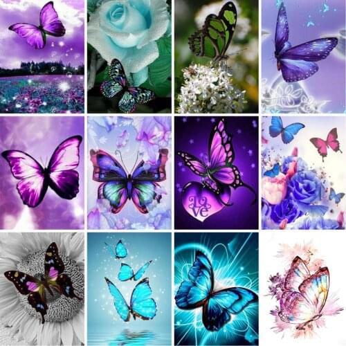 GATYZTORY Oil Paint By Numbers Kits Butterfly Animals Painting By Numbers On Canvas Frameless 60x75cm Draw Painting DIY Home Dec