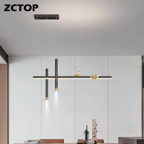 Hot sale Led Restaurant Lights Chandeliers Living Dining Room Bedroom Decor Hanging Lights Black Gold Lamps Chandelier L100cm