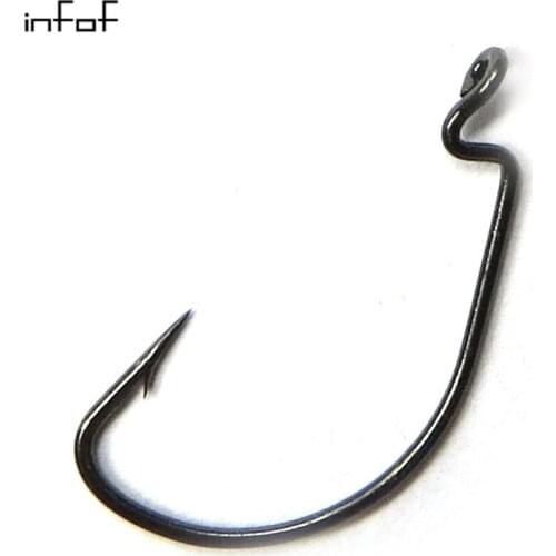 INFOF 50pcs Fishing Hook Dedicated Crank Soft bait Jig Sharp Fish Hook Fishhook Carp Fishing Hook Anzois Para Pesca