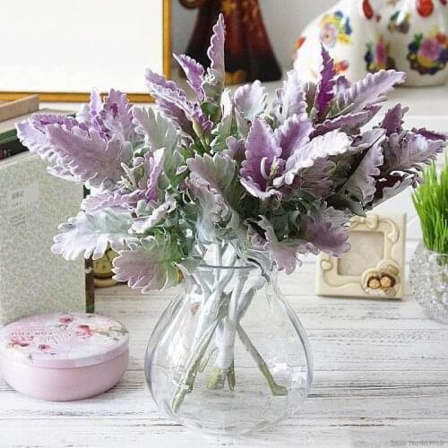 Flocked Artificial Miller plants Purple leaves Home wedding Christmas DIY decoration fake Flowers arrangement faux foliage