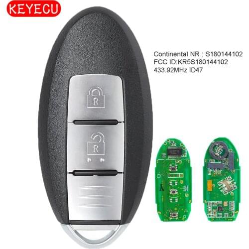 KEYECU 433.92MHz 7953XTT 4A Chip Smart Remote Key Fob 2 Button for Nissan Qashqai 12/2013-2017 FCC: S180144102