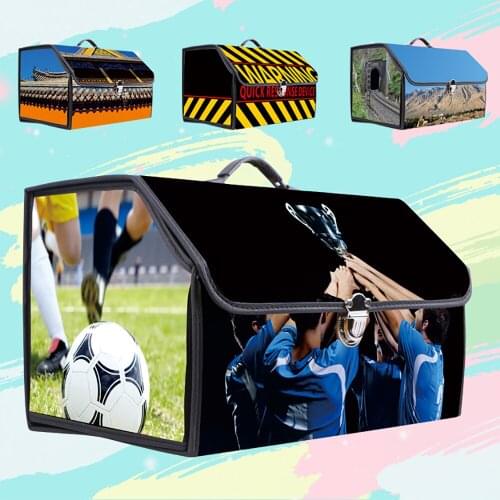 Creative Printing Car Trunk Storage Box Custom Made Organizer For Trunk Collapsible Car Storage Box Waterproof Auto Storage Bag