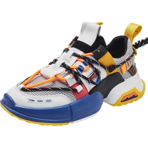 New Men Fashion Cheap Sneakers Breathable Casual Shoes Vulcanize Orange Sole Mesh Lightweight Knitted Five Stripe Trainers