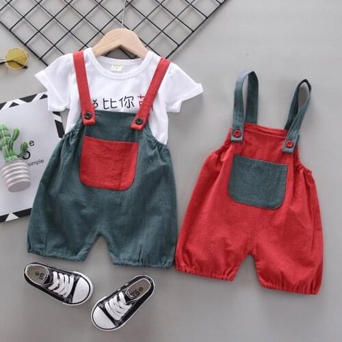 Summer newborn baby clothes for boys girls outfits sets short-sleeved T-shirts loose overalls suit thin cool infant clothing set