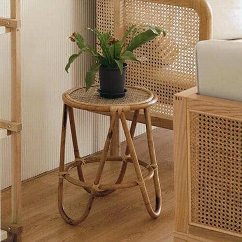 Rattan Small side tables Balcony coffee table Handmade living room furniture bed side table