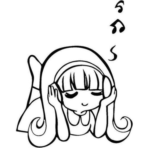 Cute Girl Listening Music Stencil Car Window Bumper Vinyl Sticker Car Window Bumper Novelty JDM Drift Vinyl Decal Sticker