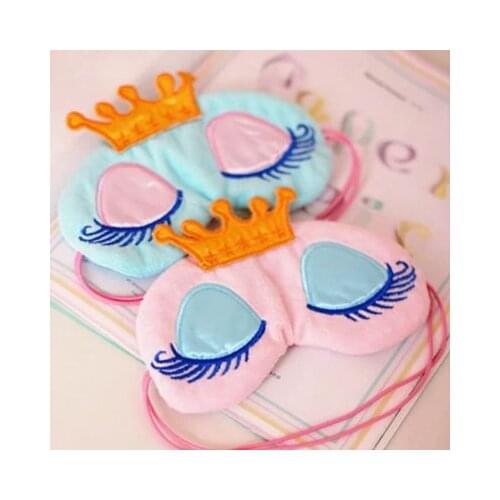 Lovely Sleeping Mask Crown Eyeshade Eye Cover For Travel Sleep Cartoon Eyelashes Blindfold Gift Women Girls Cotton Blends
