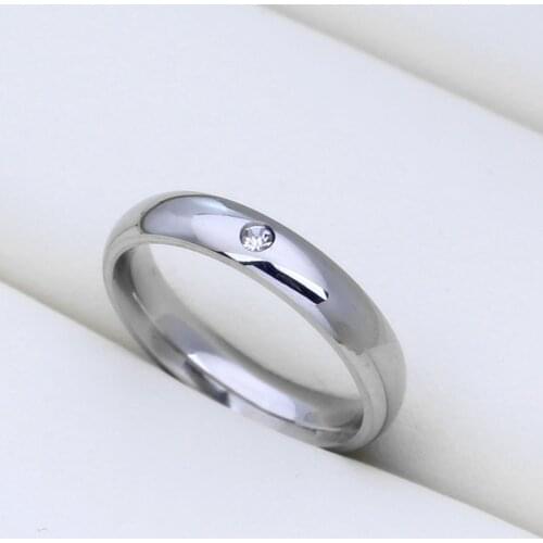 MOREDEAR Never Fade 4mm Stainless Steel Solid Zircon Ring Engagement Wedding Charm Rings for Men and Women