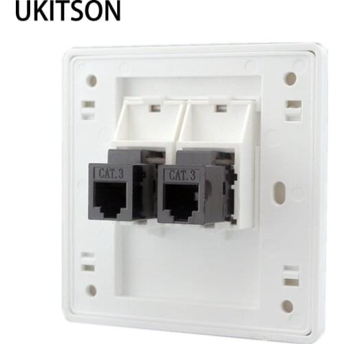 Two Ports CAT3 RJ11 Phone Wall Outlet Female To Female Telephone Connector Faceplate