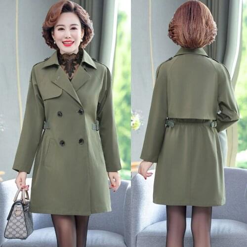 2021 New Autumn Women Jacket Casual double-breasted Coat Lapel Jackets Oversize 5XL Female Windbreaker Loose Middle-aged Outwear