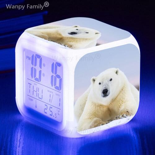 Polar bear Digital Alarm Clock For Kids Birthday gifts Multifunction Glowing LED Color Changing Alarm Clock